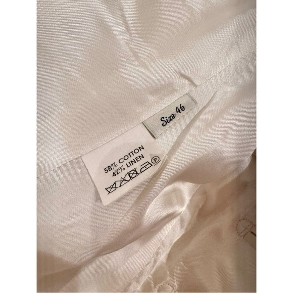 DRIES VAN NOTEN SINGLE-BREASTED COTTON LINEN BLEND SUIT ECRU / IVORY 46 - Picture 7 of 8